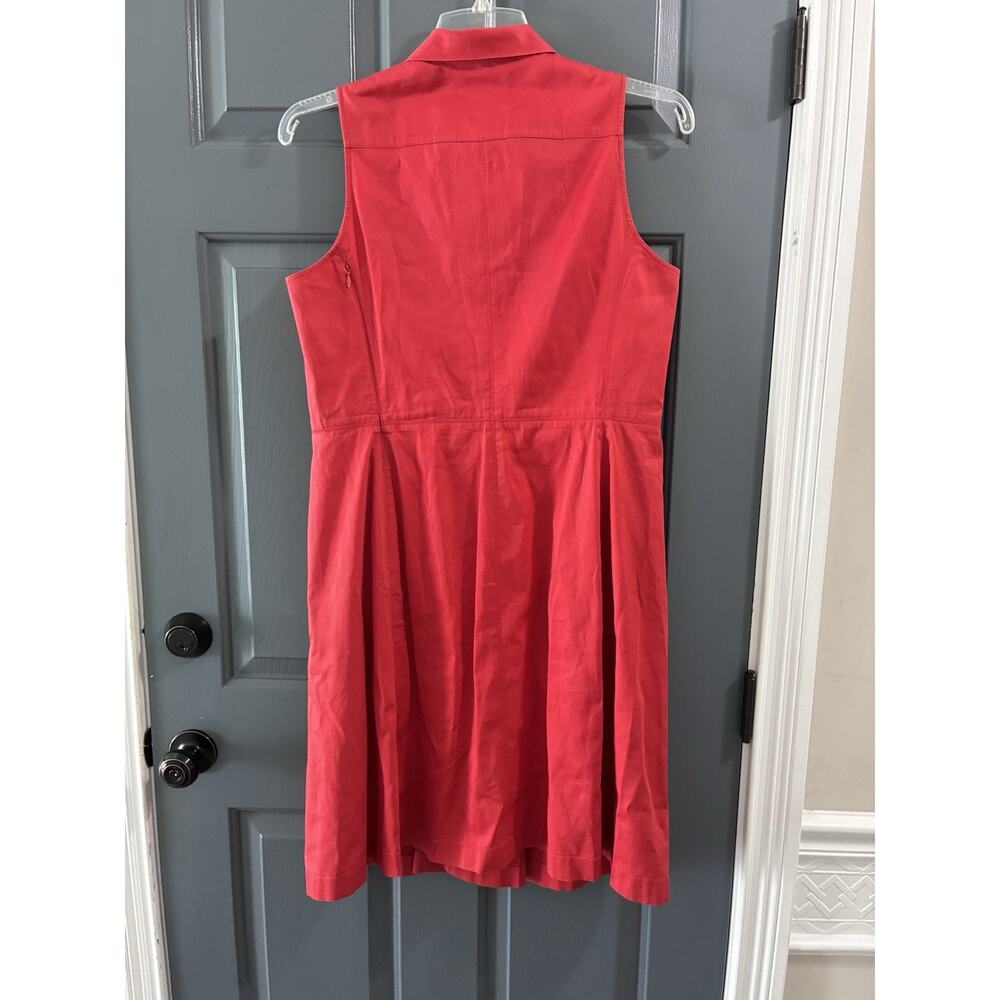 Armani Collezioni Red Stretch Cotton Sleeveless Midi Dress Size 12 - Picture 3 of 9